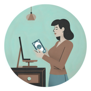 Data-Driven Strategy for Business Growth woman at a laptop holding money