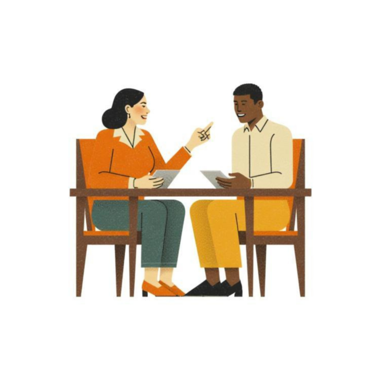 woman meeting with a man at a table